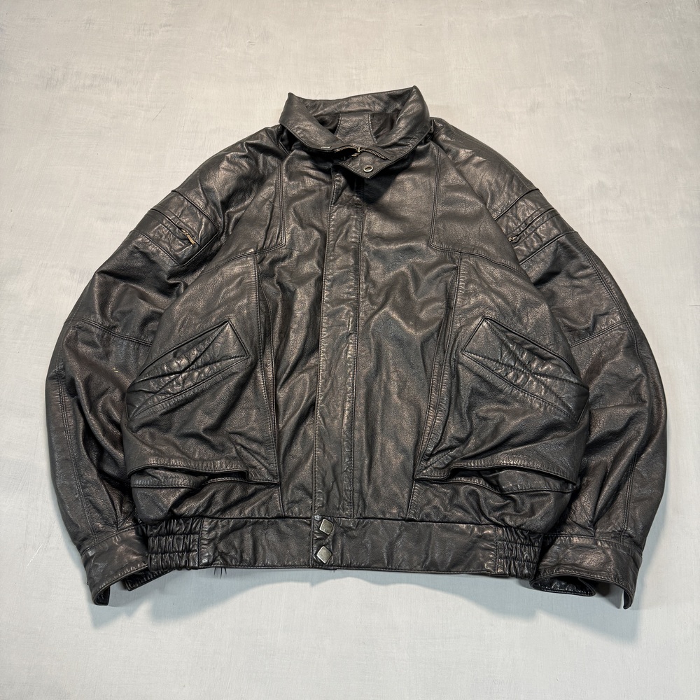 Giorgio Sappini leather bomber jacket 80s Black Size L